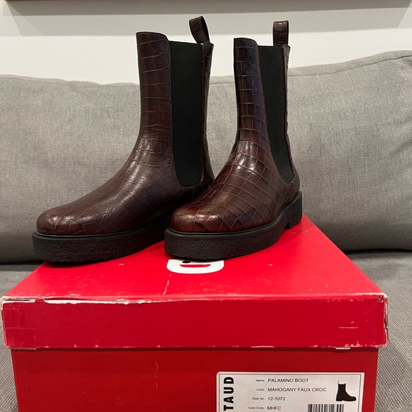 Staud Palamino Boot in Mahogany Croc - Picture 3 of 6